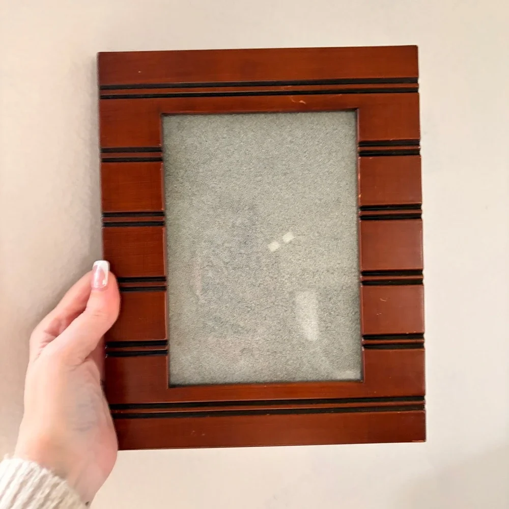Wooden Photo Frame Dark Brown 5x7 Tabletop Display Stand Up Country‎